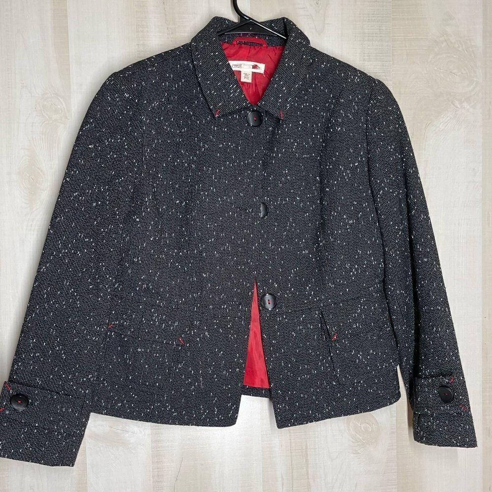 Coldwater‎ Creek black white red jacket 3 button, size 10 petite